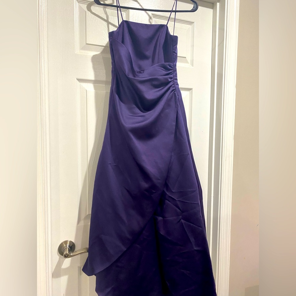 purple david’s bridal dress